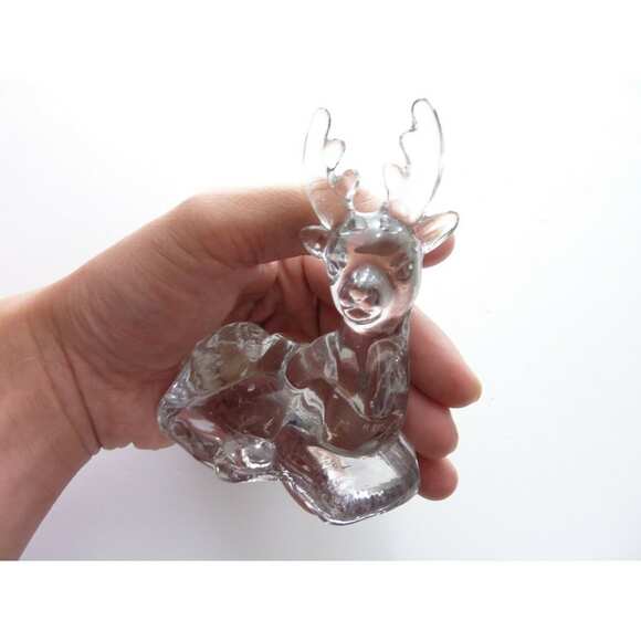 Vintage Glass Stag Deer Candle Holder for small candles - Picture 1 of 4